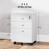 Classeur vertical 3 tiroirs avec roues et verrou