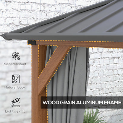 Gazebo à toit rigide 4x3m avec rideaux et moustiquaires