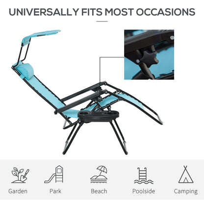 Chaise longue zéro gravité pliable avec auvent