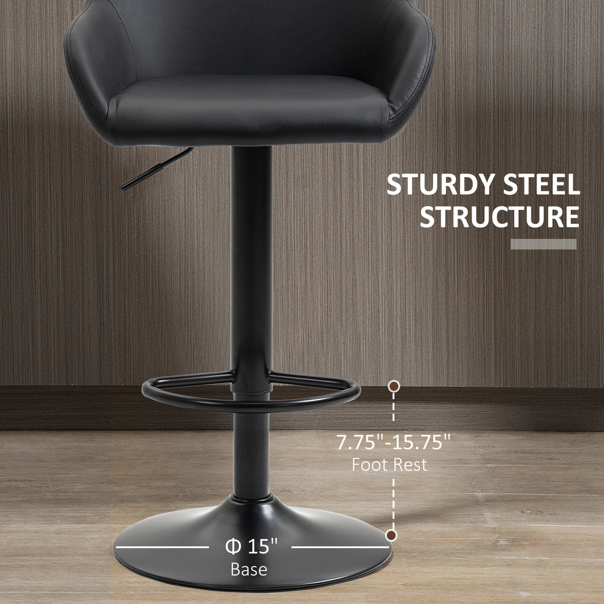 Ensemble 2 tabourets de bar ajustables — cuir PU