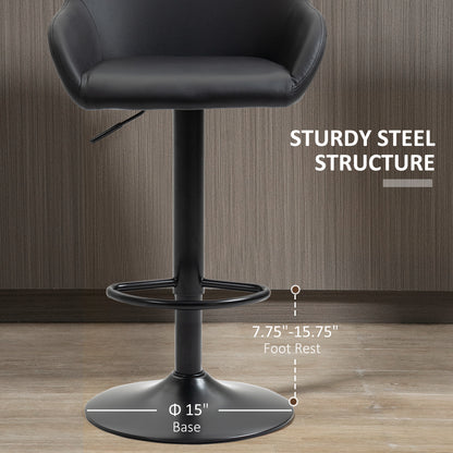 Ensemble 2 tabourets de bar ajustables — cuir PU