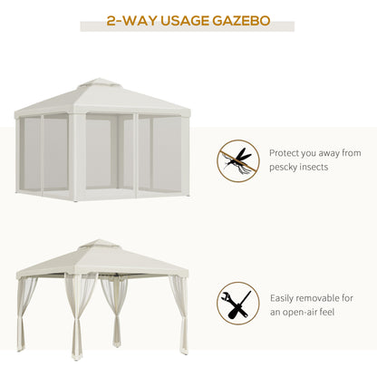 Gazebo patio toit double moustiquaire 2,9m x 2,9m