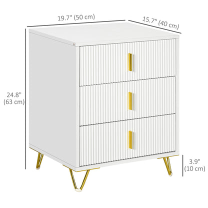 Commode de rangement 3 tiroirs sur pieds en métal