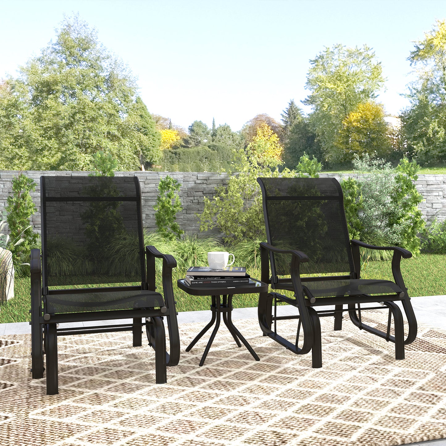 Ensemble planeurs de patio et table 3 pièces
