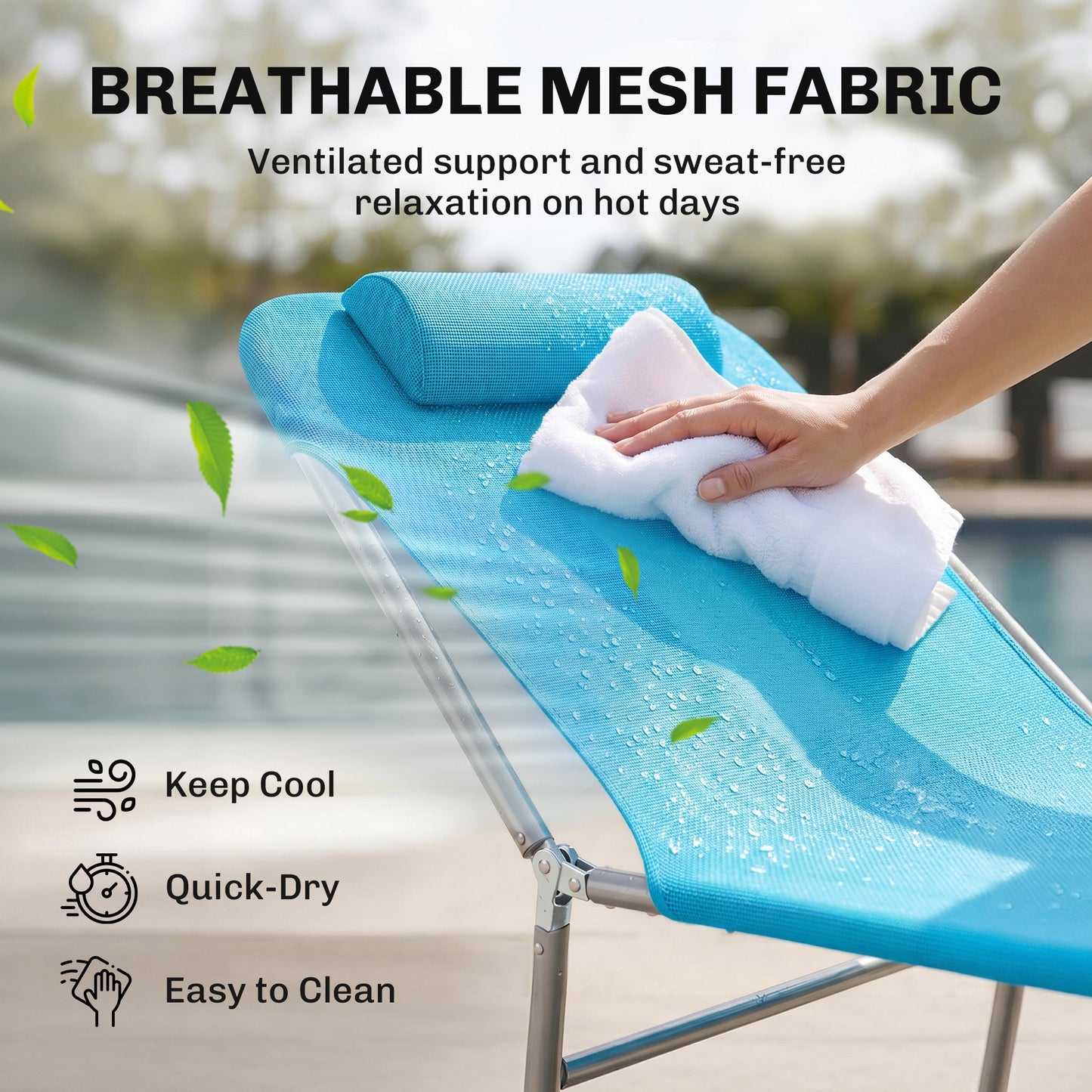 Chaise longue pliante réglable avec oreiller — extérieur