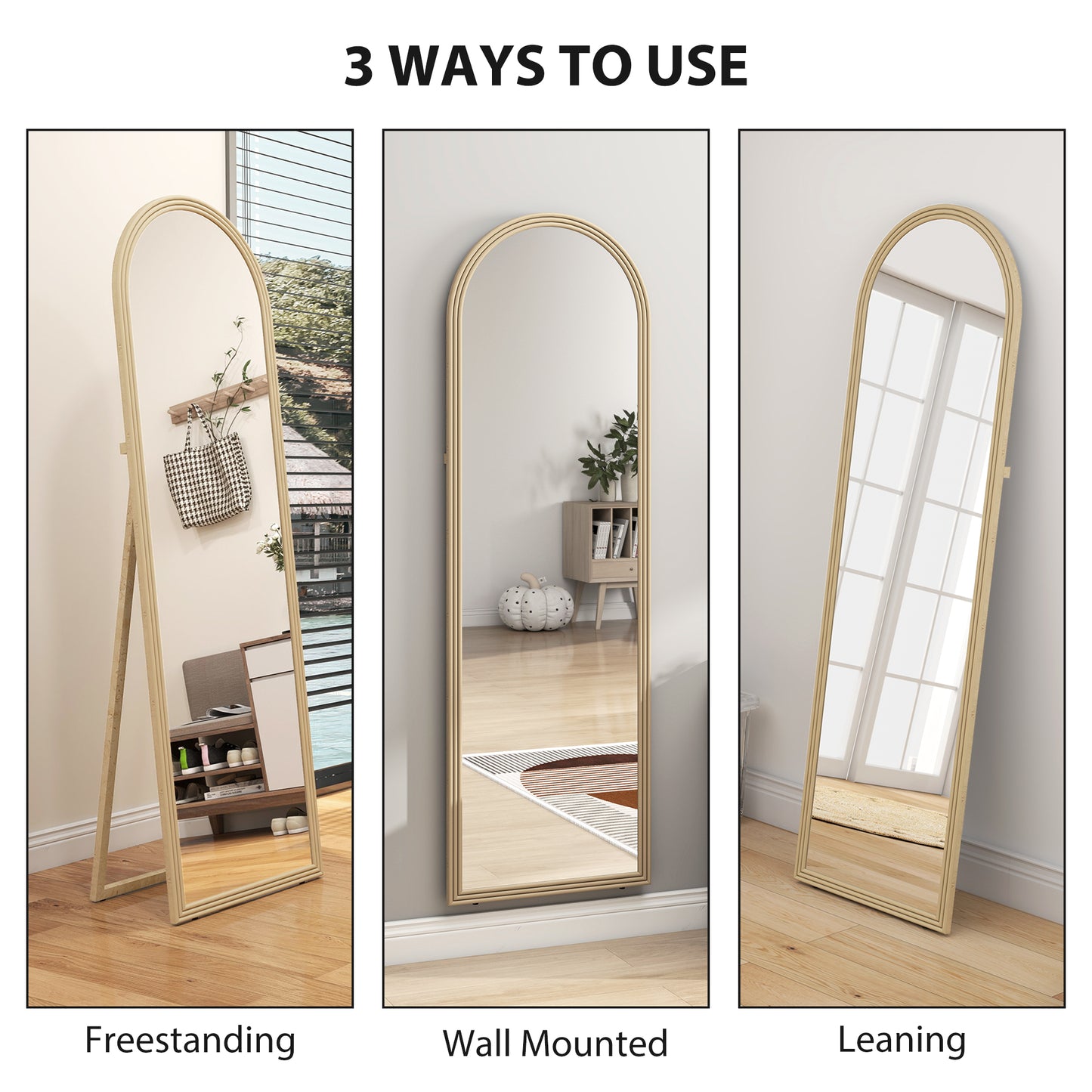 Miroir pleine longueur arqué sur pied 163 cm