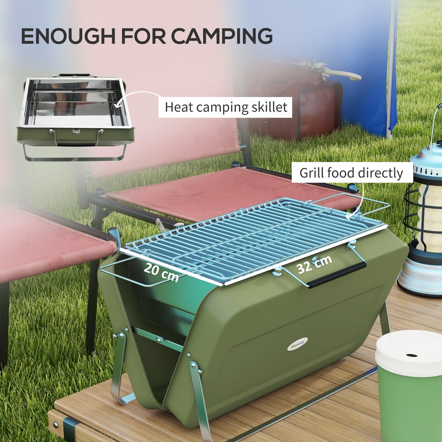 BBQ portable format valise métal charbon