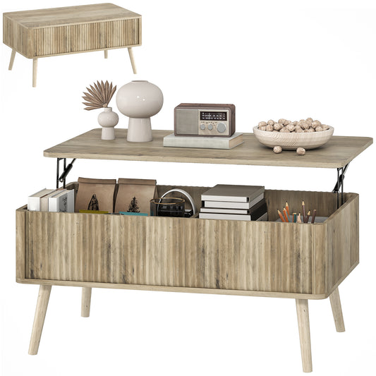 Table basse avec plateau relevable et rangement