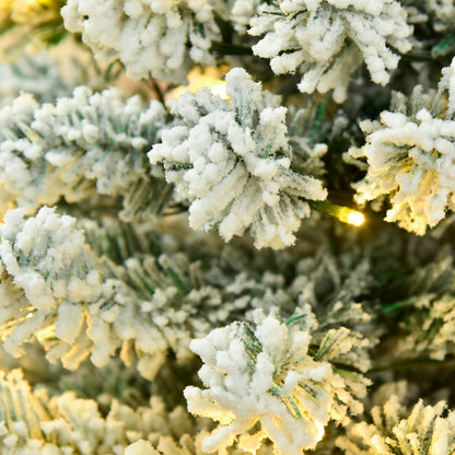 Sapin de Noël artificiel mince enneigé avec lumières DEL