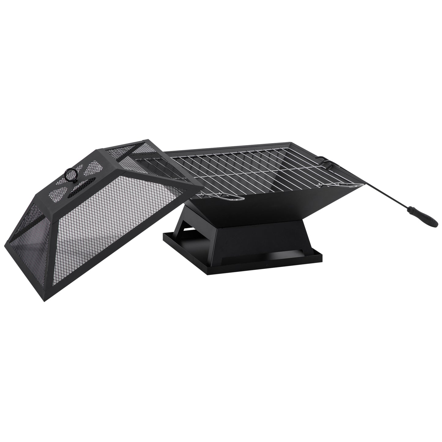 Foyer extérieur portable 2-en-1 avec grille BBQ