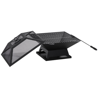 Foyer extérieur portable 2-en-1 avec grille BBQ