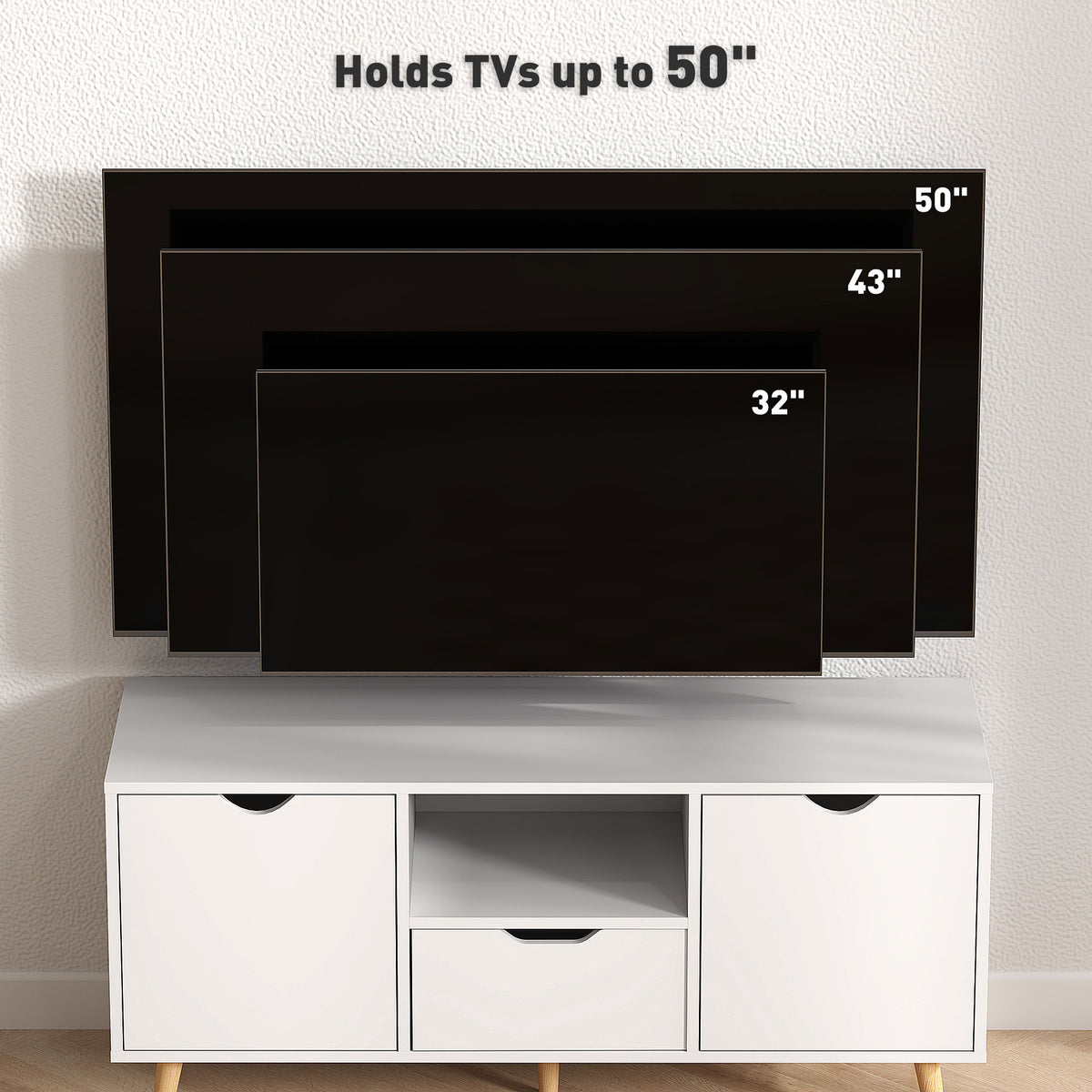 Meuble TV moderne avec rangement pour téléviseur de 127 cm