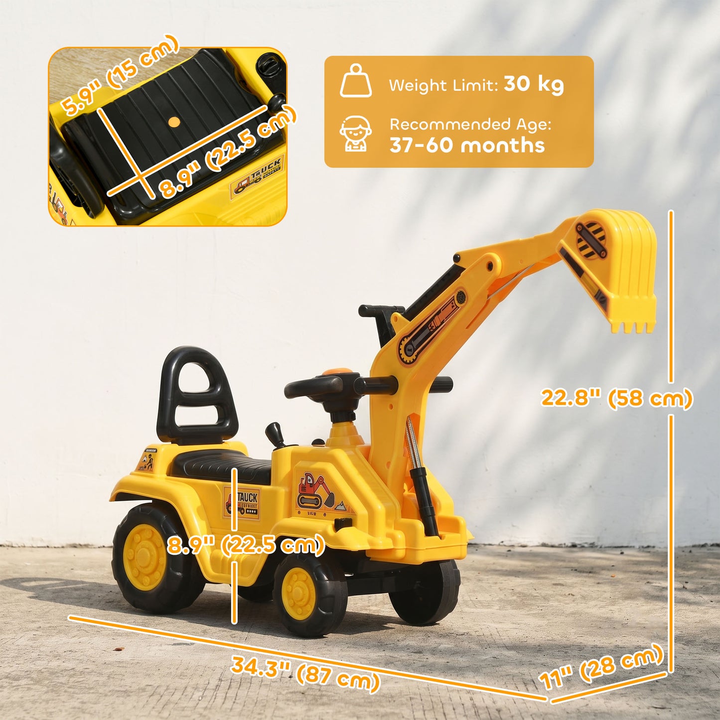 Excavatrice jouet 3 en 1 à enfourcher