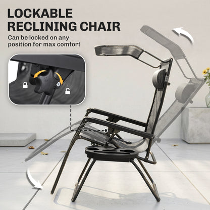 Chaise longue zéro gravité pliable avec auvent