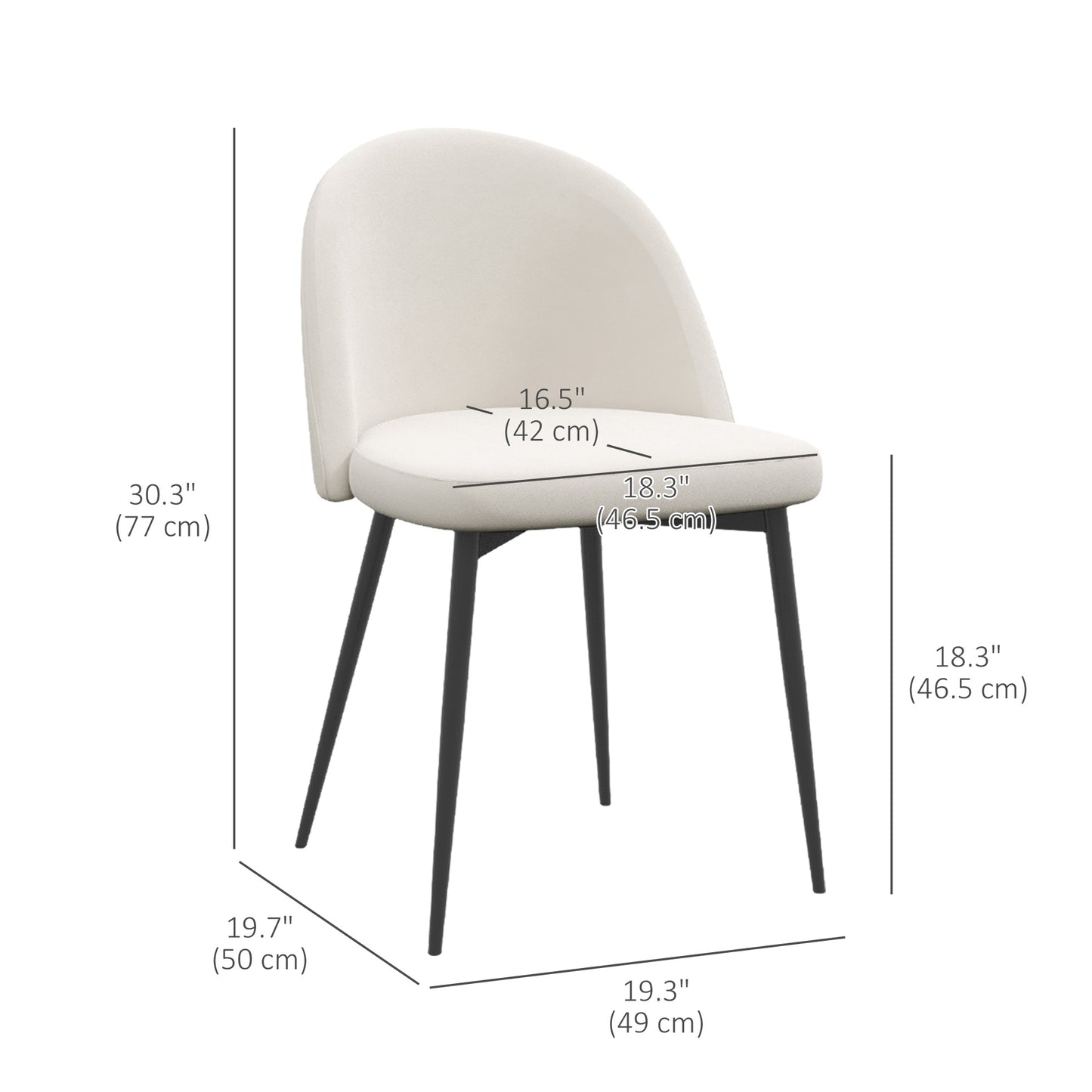 Chaises salle manger dossier mi-hauteur velours ensemble 2