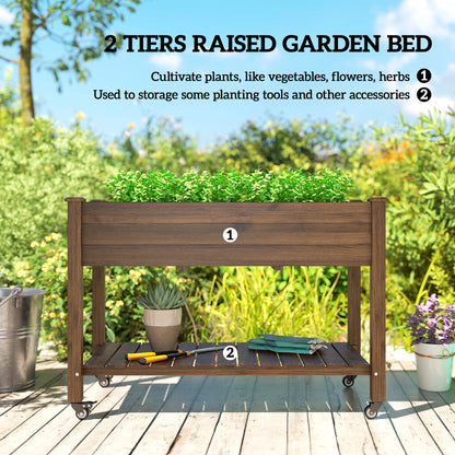 Jardinière surélevée mobile bois avec roues
