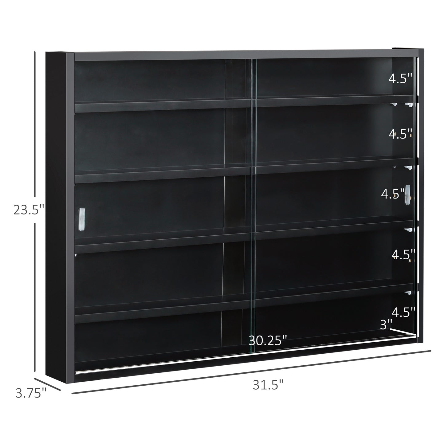Vitrine murale 5 tablettes avec 2 portes en verre