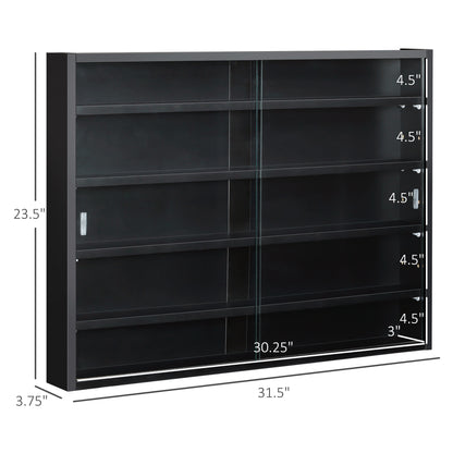 Vitrine murale 5 tablettes avec 2 portes en verre