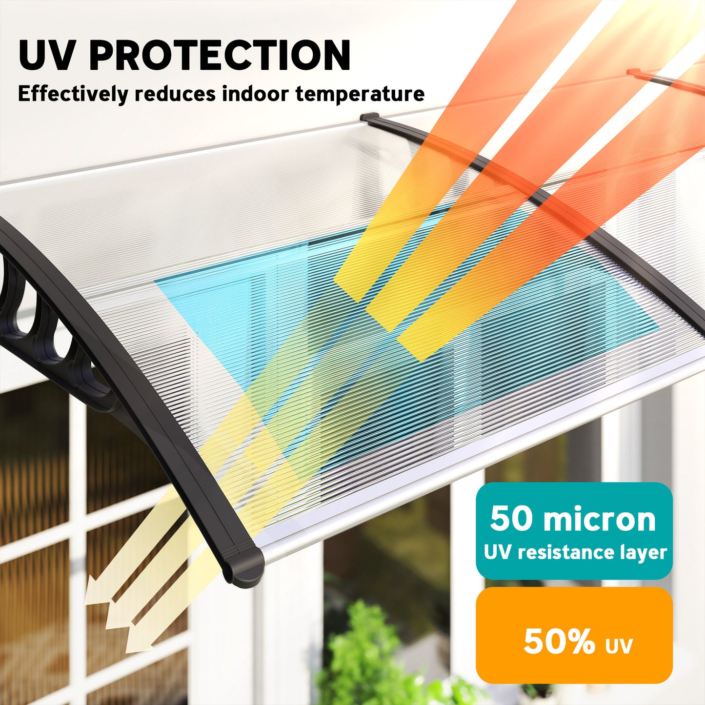 Auvent de porte en polycarbonate creux — Transparent