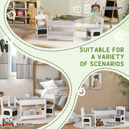 Ensemble table et chaises enfants réversible 3 pièces