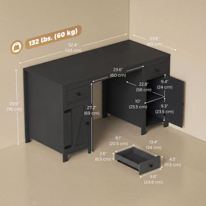 Bureau exécutif style fermette avec tiroirs et armoires