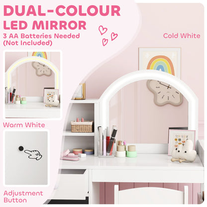 Coiffeuse enfant avec miroir éclairé et rangements