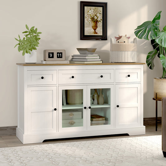 Buffet de cuisine avec rangement et portes vitrées