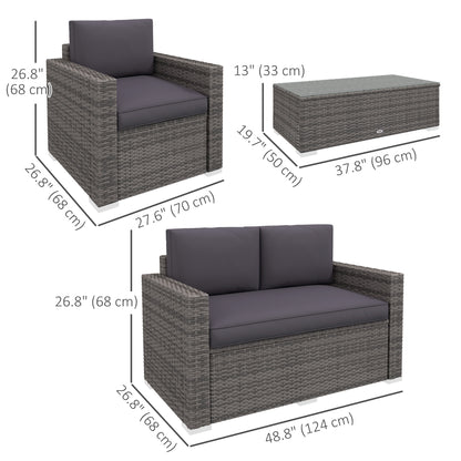 Ensemble de meubles de patio rotin 4 pièces avec coussins