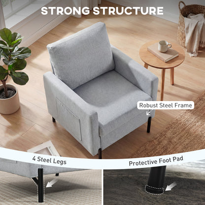 Fauteuil d'appoint rembourré avec poches latérales