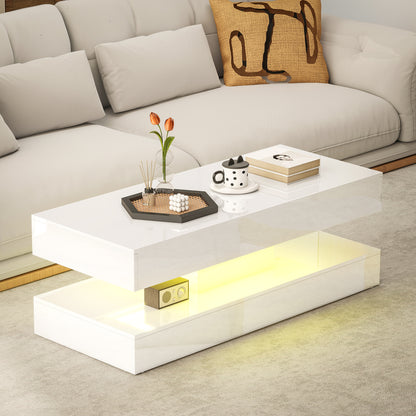 Table basse avec éclairage LED RGB ajustable