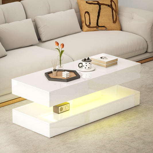 Table basse avec éclairage LED RGB ajustable