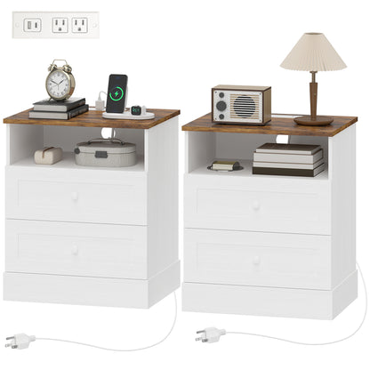 Tables de chevet avec station de recharge — Lot de 2