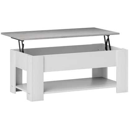 Table basse relevable avec rangement caché et tablette