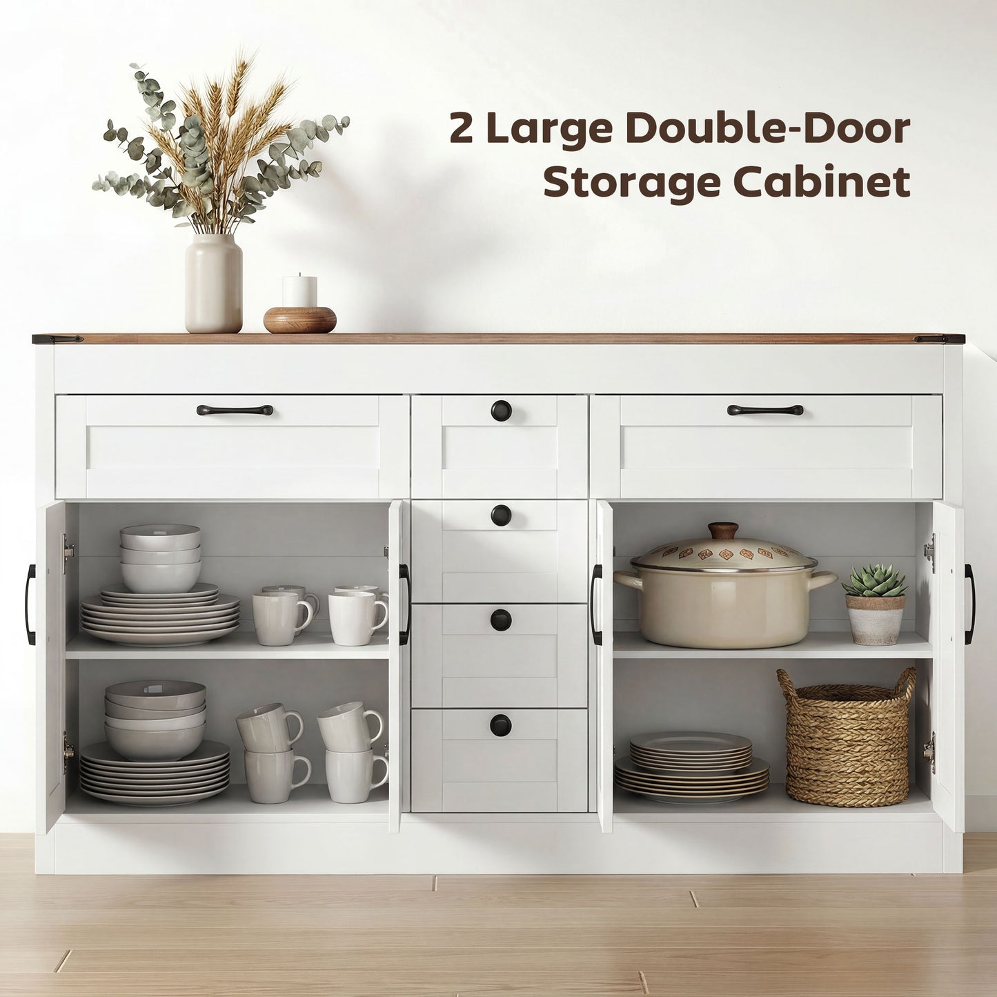 Buffet bahut style fermette 4 portes grange 6 tiroirs
