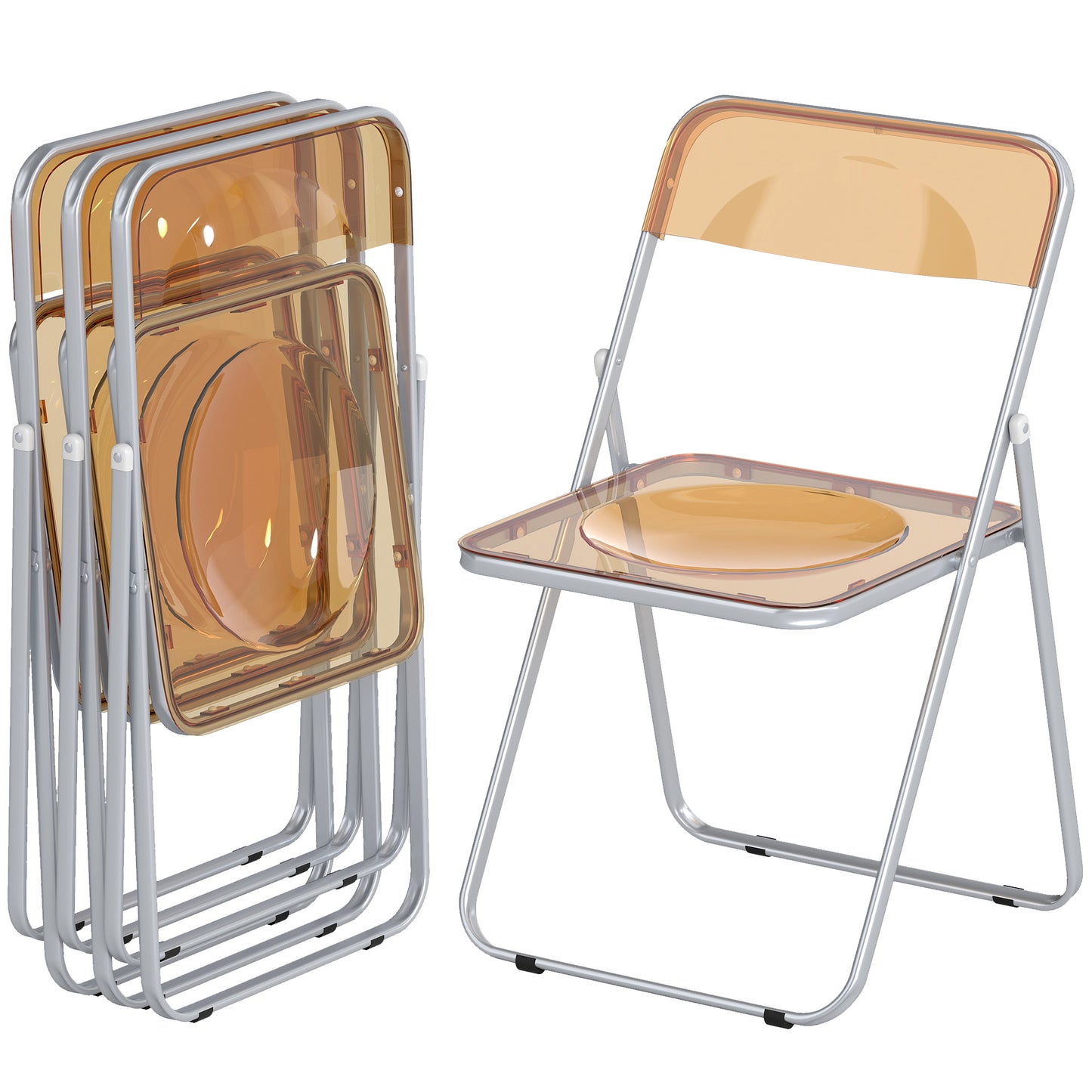 Chaises pliantes acrylique transparentes — Lot de 4
