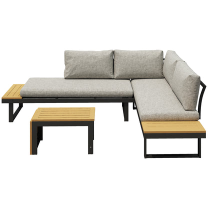 Ensemble patio sectionnel aluminium modulaire 3 pièces