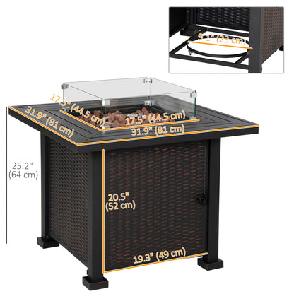 Table foyer propane 32 po, 50 000 BTU — acier