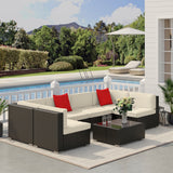 Ensemble mobilier patio 7 pièces rotin modulaire