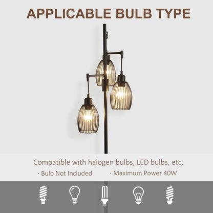 Lampadaire industriel 3 abat-jour suspendus, gradable