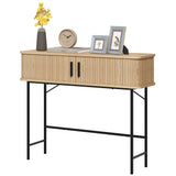 Console mi-siècle avec portes tambour et rangement