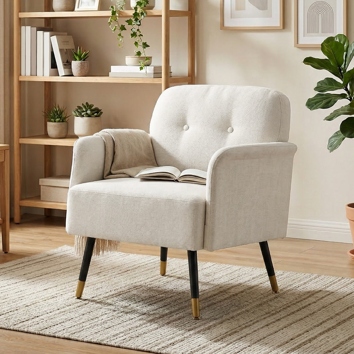 Fauteuil d'appoint capitonné moderne