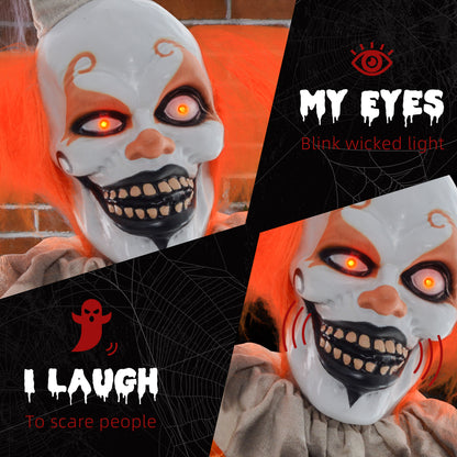 Clown animatronique Halloween grandeur nature 183 cm