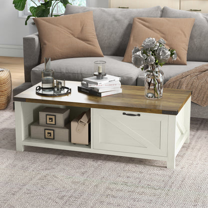Table basse industrielle avec tiroir et étagères