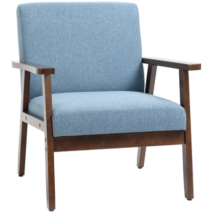 Fauteuil d'accent rembourré avec accoudoirs en bois