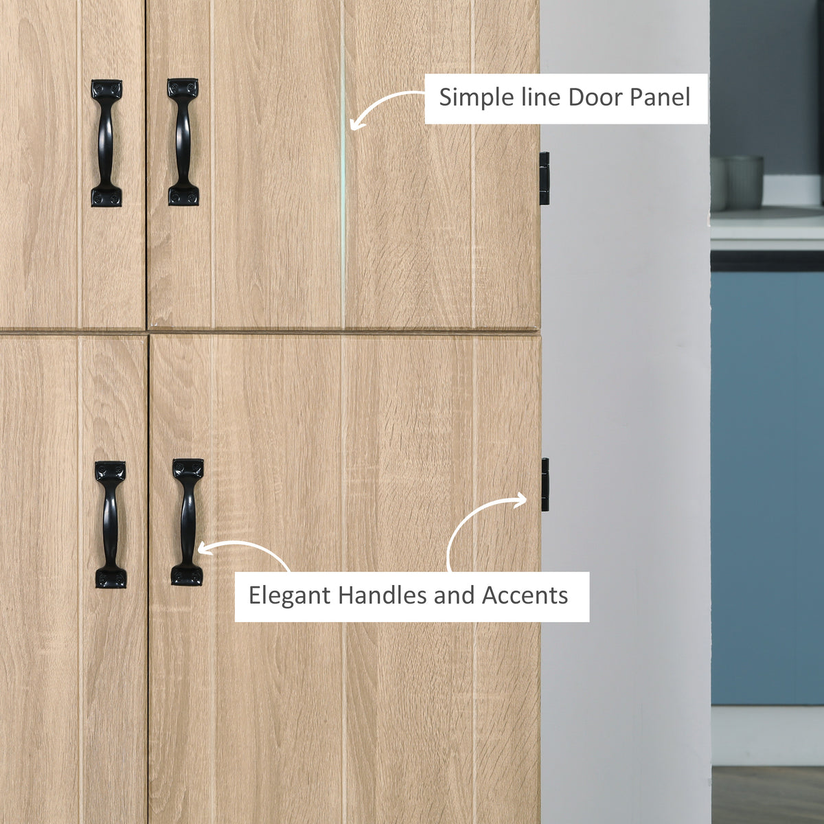 Armoire de garde-manger autoportante à 4 portes 177 cm