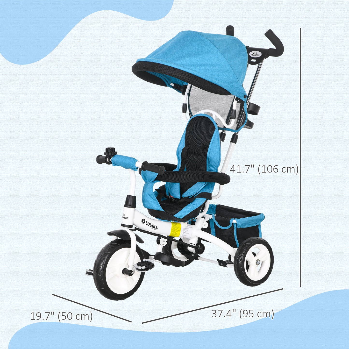 Tricycle 6-en-1 pour tout-petits avec panier et harnais