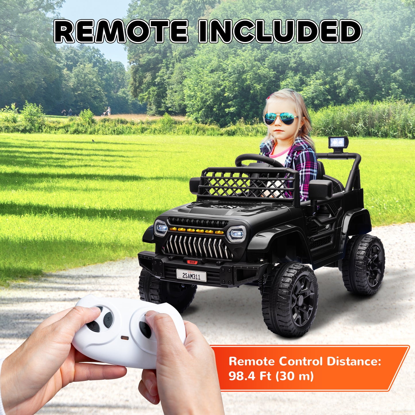Camion électrique 12V télécommandé pour enfants avec suspension