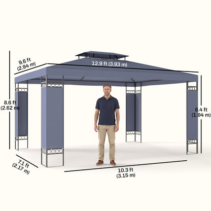 Gazebo extérieur double toit 305 x 396 cm