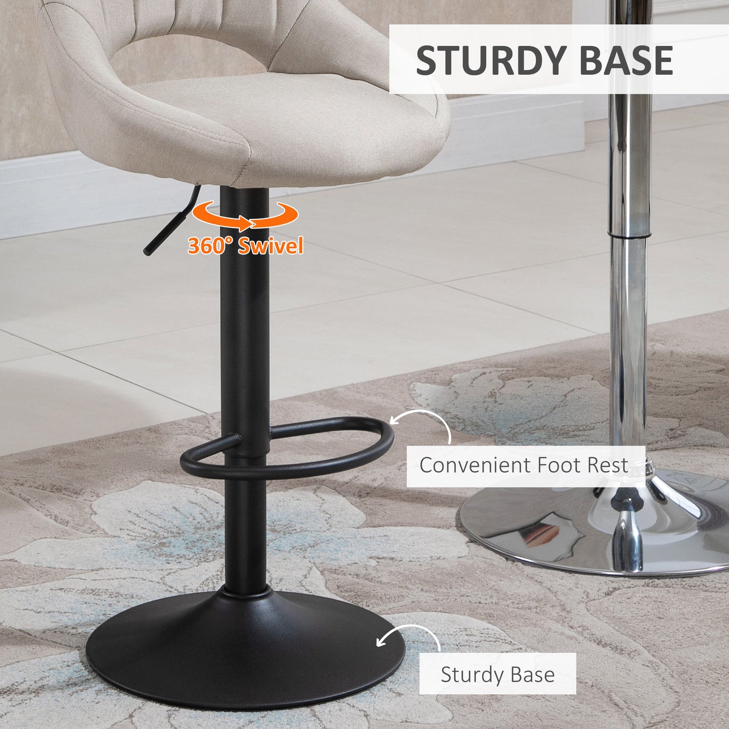 Tabourets de bar pivotants hauteur ajustable ensemble de 2