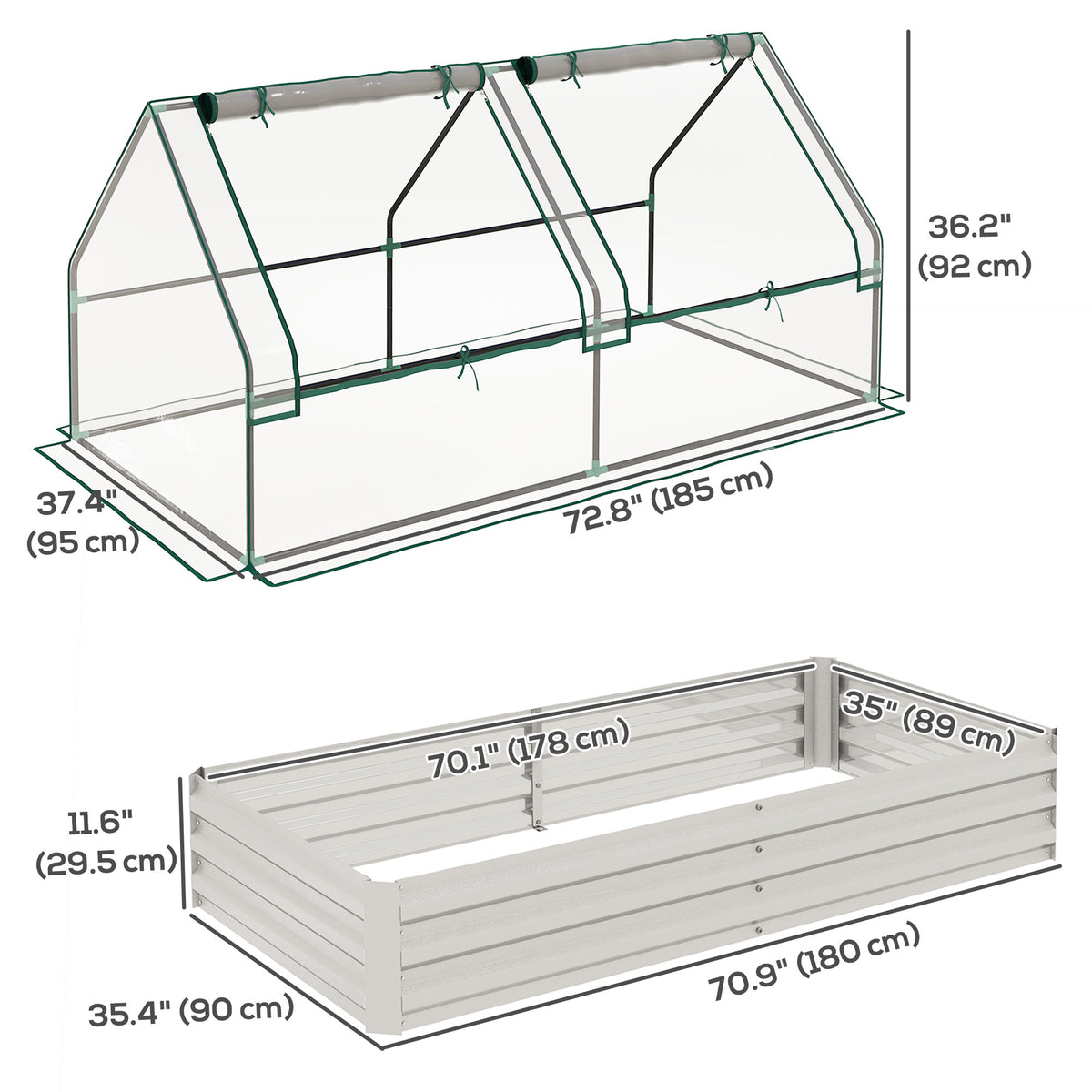 Jardinière surélevée 2-en-1 avec mini-serre